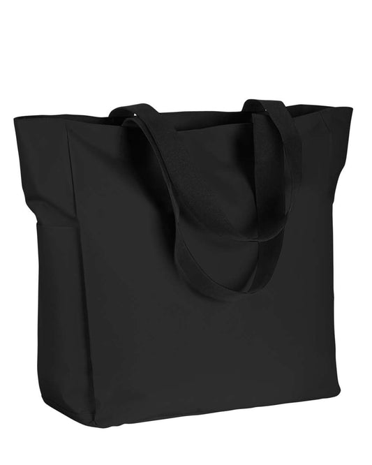 Polyester Zip Tote - Front - B572E7500 - Black