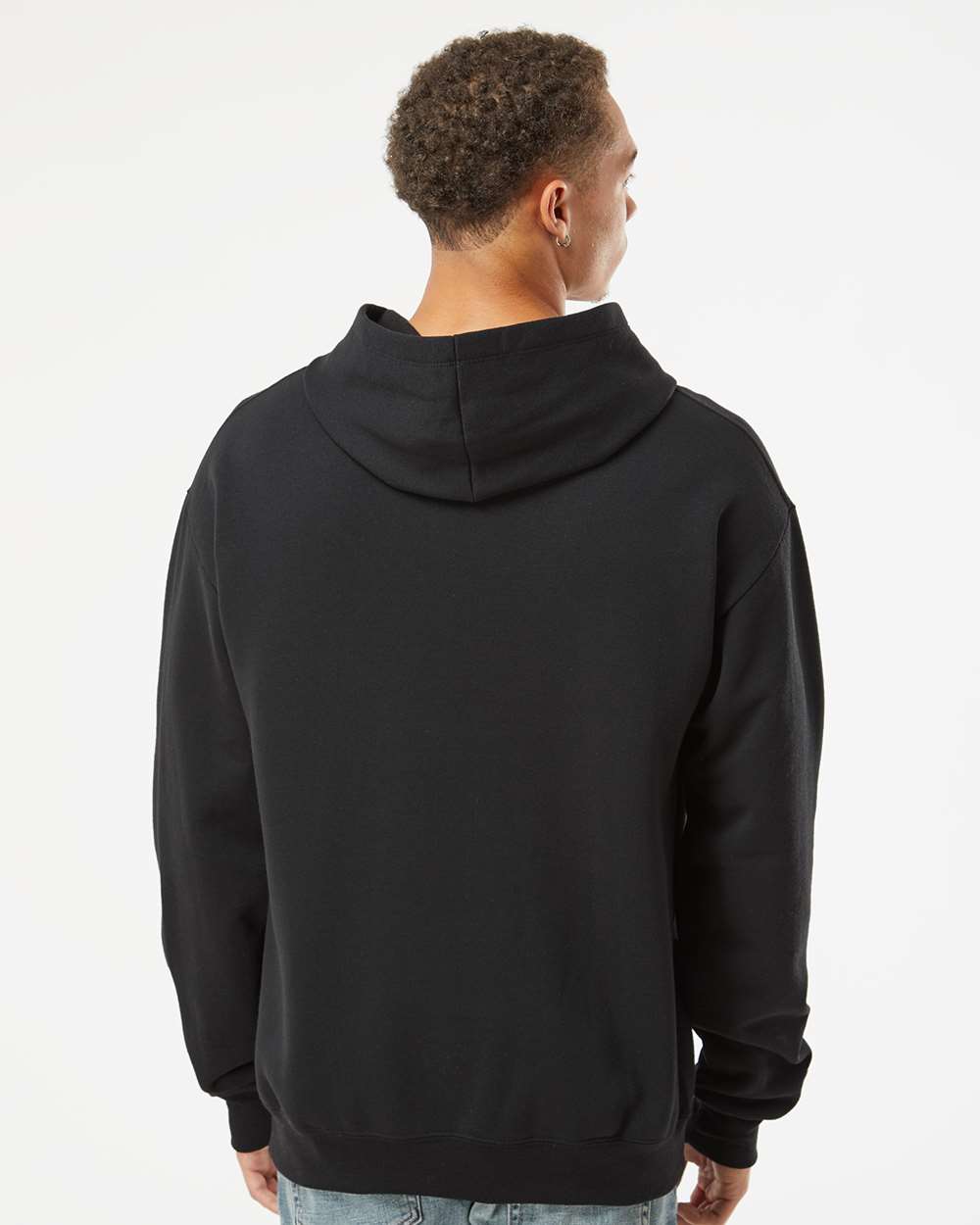 Unisex Nublend® Billboard Hooded Sweatshirt - OnModelBack - B00935506 - Black Ink/ White
