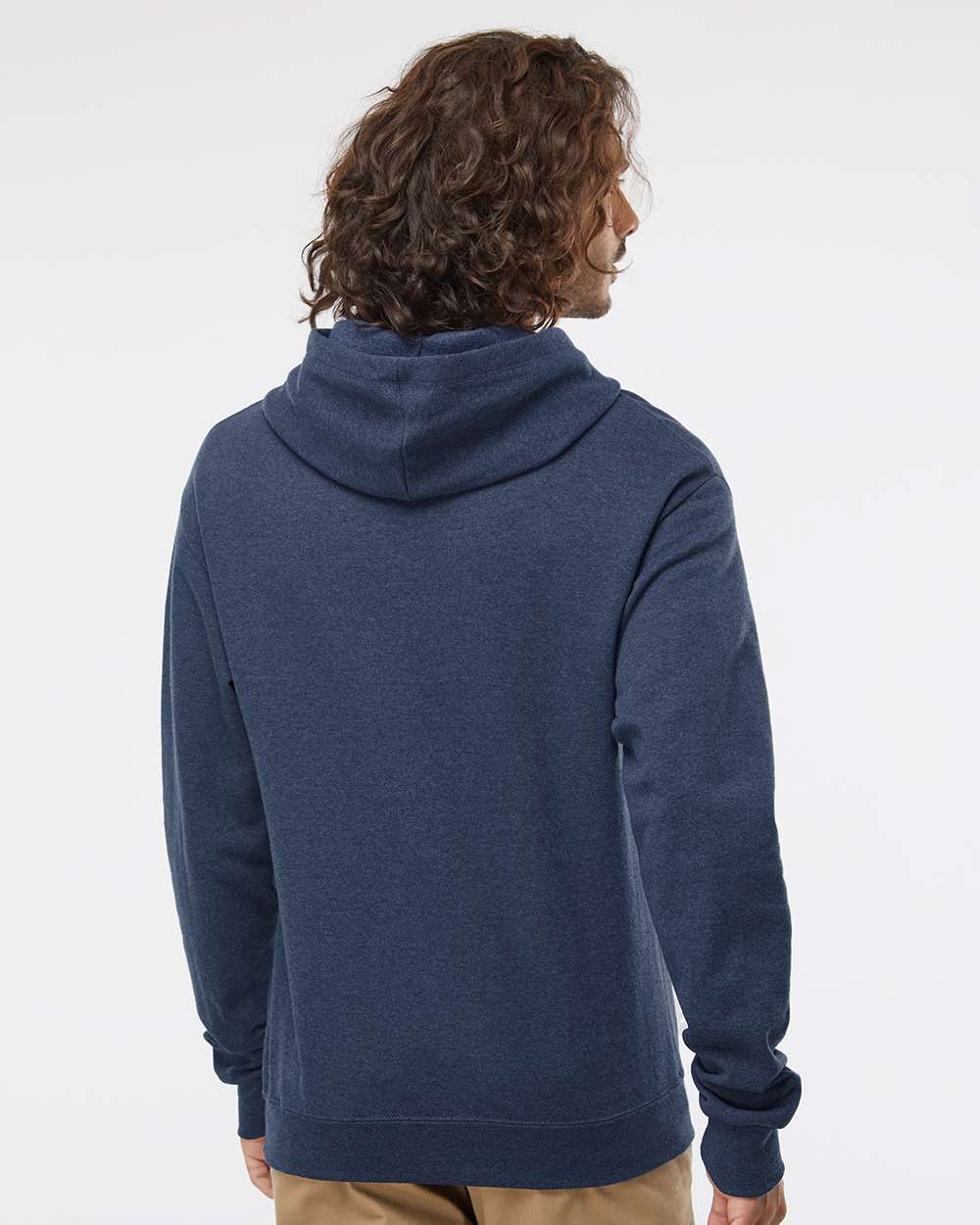 Unisex Nublend® Billboard Hooded Sweatshirt - OnModelBack - B00935657 - Indigo Heather/ White