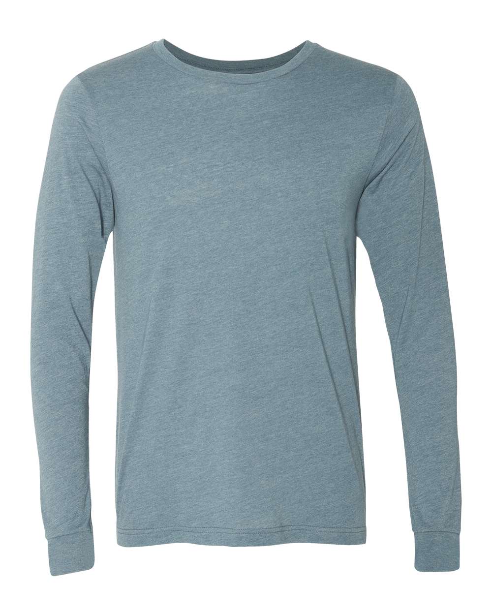 Heather CVC Long Sleeve Tee - Front - B02906632 - Heather Slate