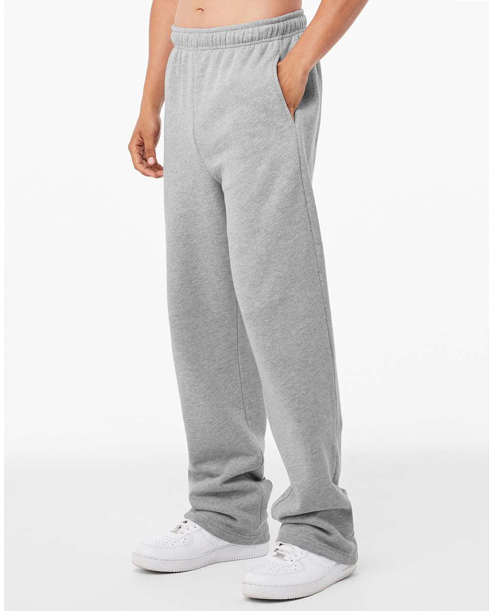 Unisex Sponge Fleece Straight Leg Sweatpants - OnModelSide - B07406582 - Athletic Heather