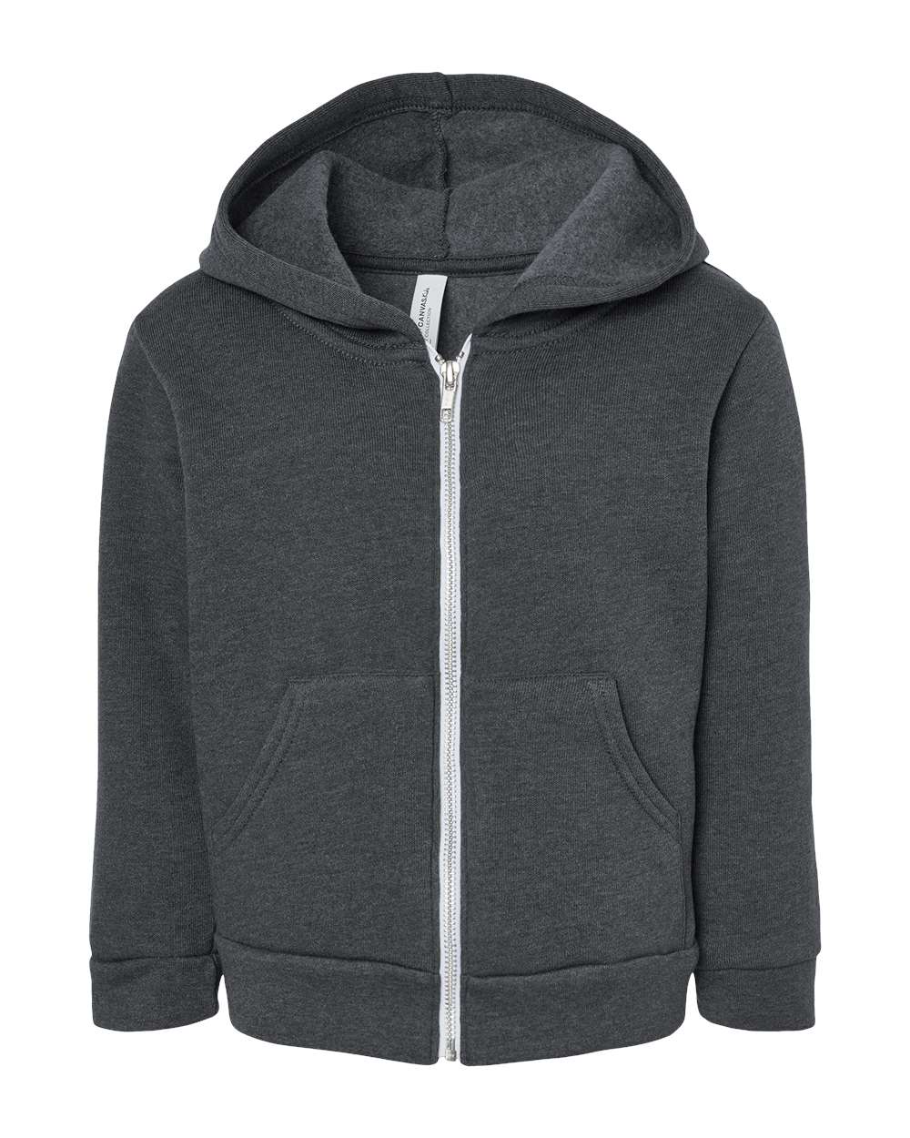 Toddler Sponge Fleece Full-Zip Hoodie - Front - B07706093 - Dark Grey Heather