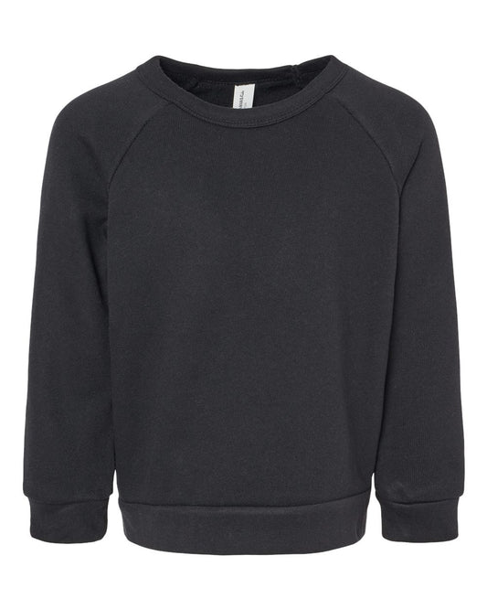 Toddler Sponge Fleece Raglan Sweatshirt - Front - B07906503 - Black