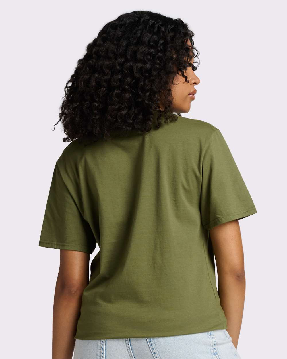 Premium Cotton T-Shirt - OnModelBack - B01335123 - Olive Oil