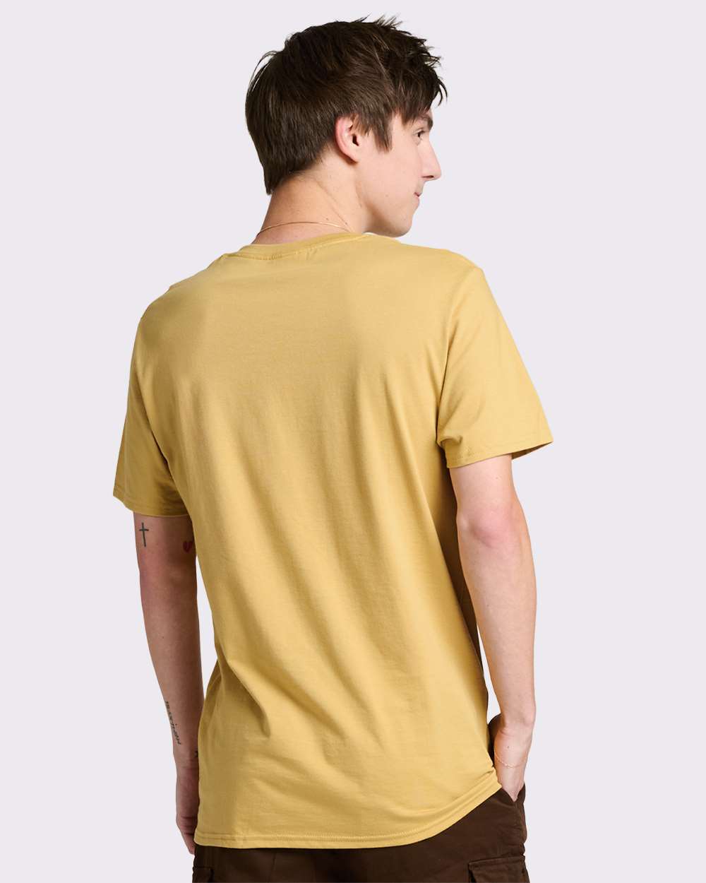 Premium Cotton T-Shirt - OnModelBack - B01335552 - Butterscotch