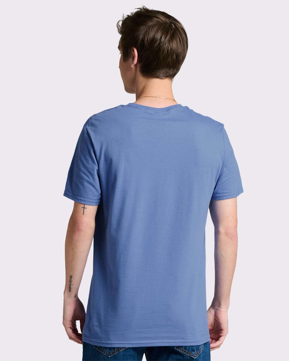 Premium Cotton T-Shirt - OnModelBack - B01335572 - Periwinkle Blue