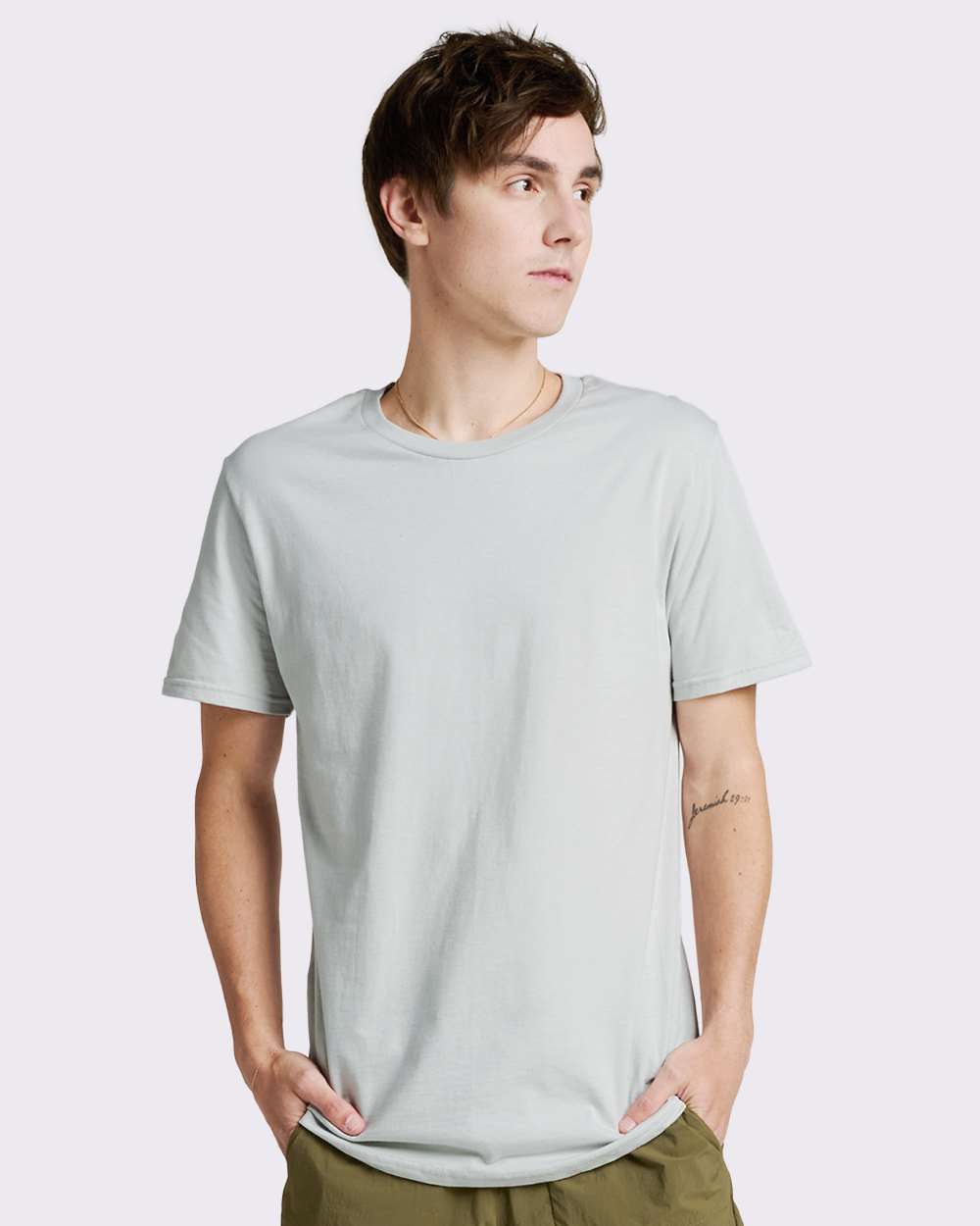 Premium Cotton T-Shirt - OnModelFront - B01335092 - Limestone