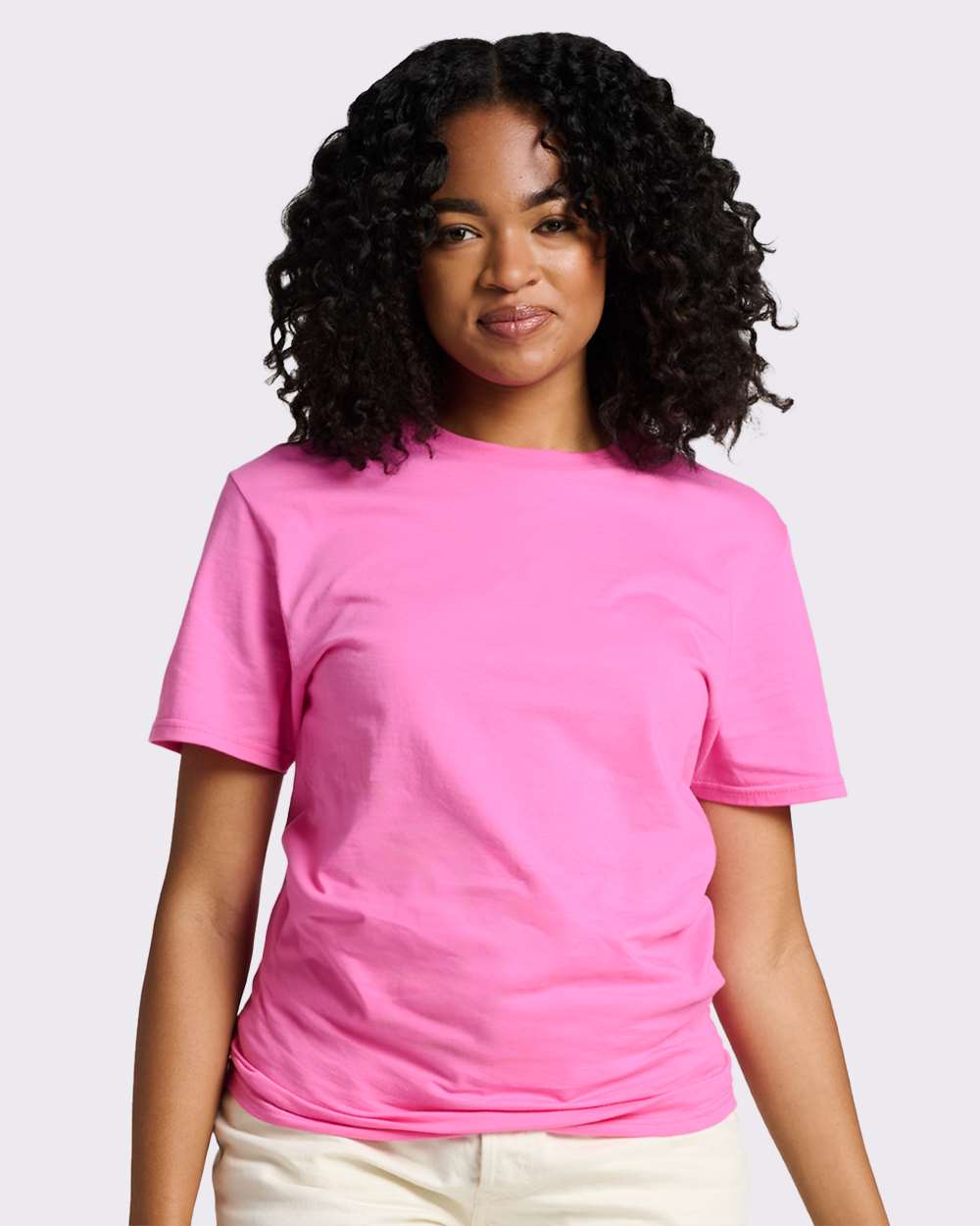 Premium Cotton T-Shirt - OnModelFront - B01335102 - Bubblegum