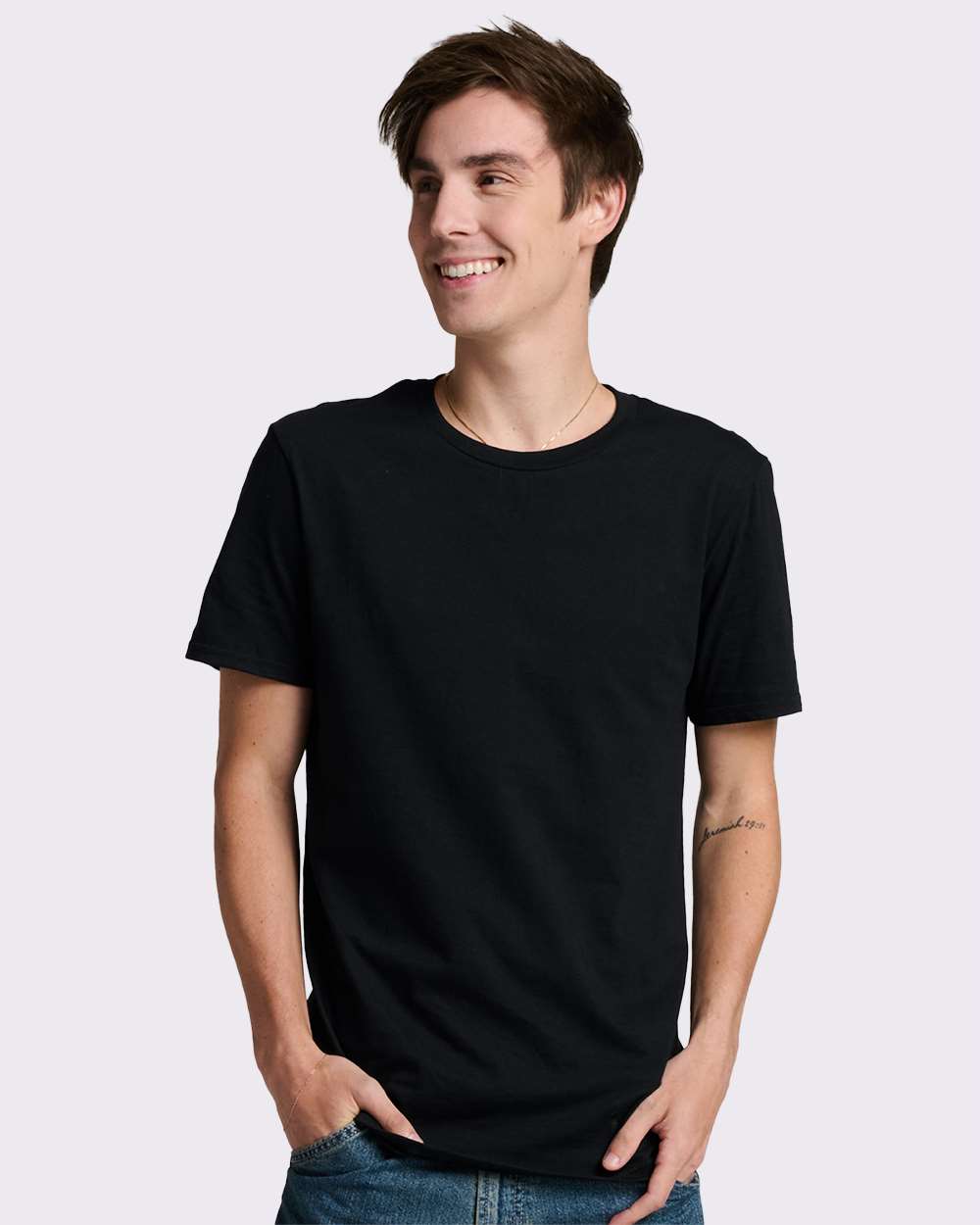 Premium Cotton T-Shirt - OnModelFront - B01335502 - Black Ink