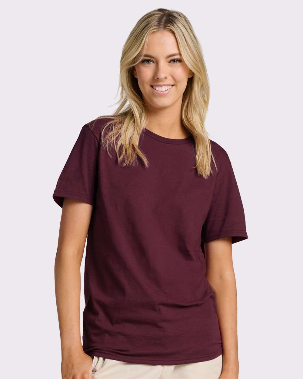 Premium Cotton T-Shirt - OnModelFront - B01335532 - Maroon