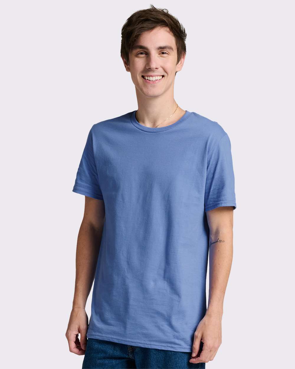 Premium Cotton T-Shirt - OnModelFront - B01335572 - Periwinkle Blue
