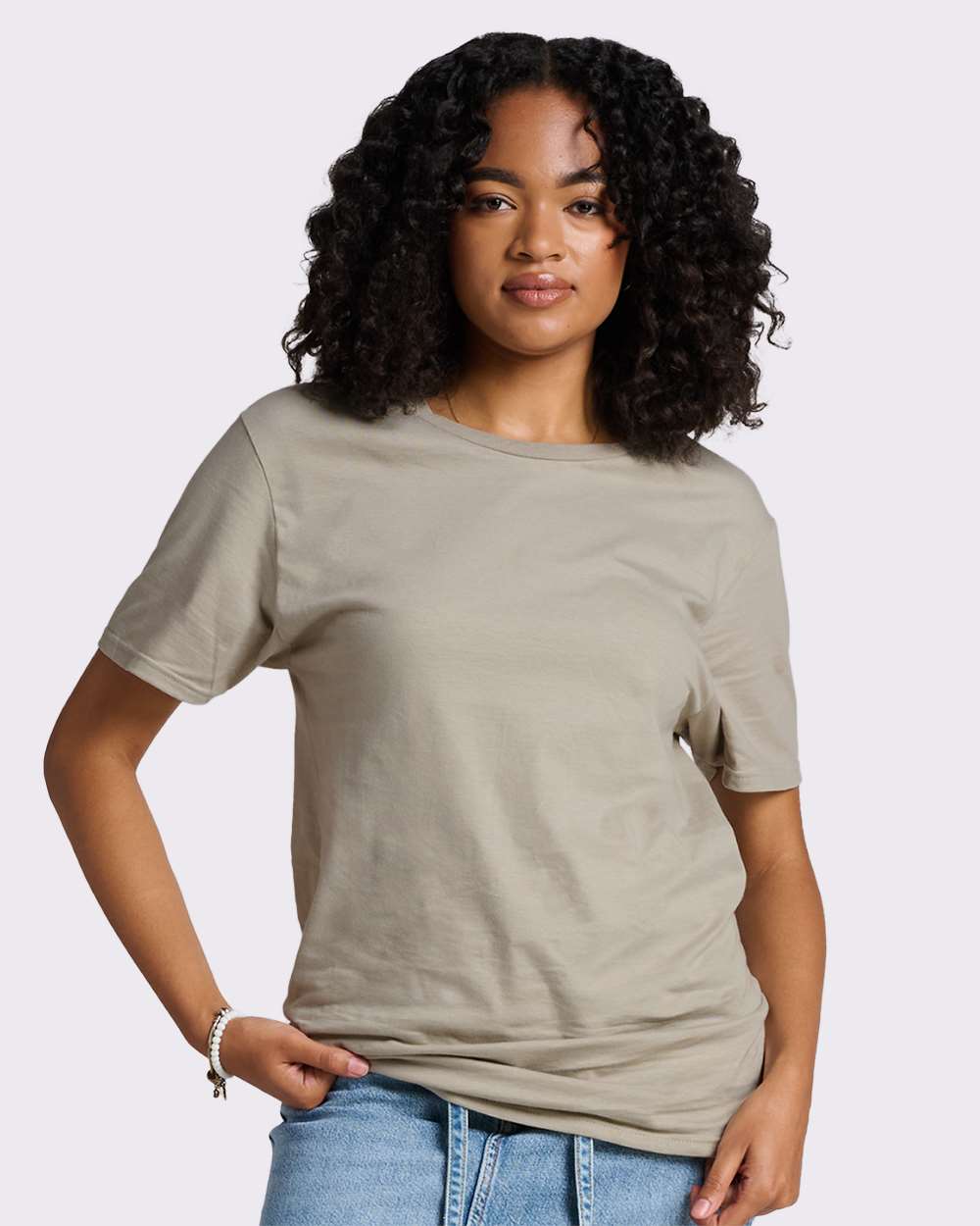 Premium Cotton T-Shirt - OnModelFront - B01335772 - Clay