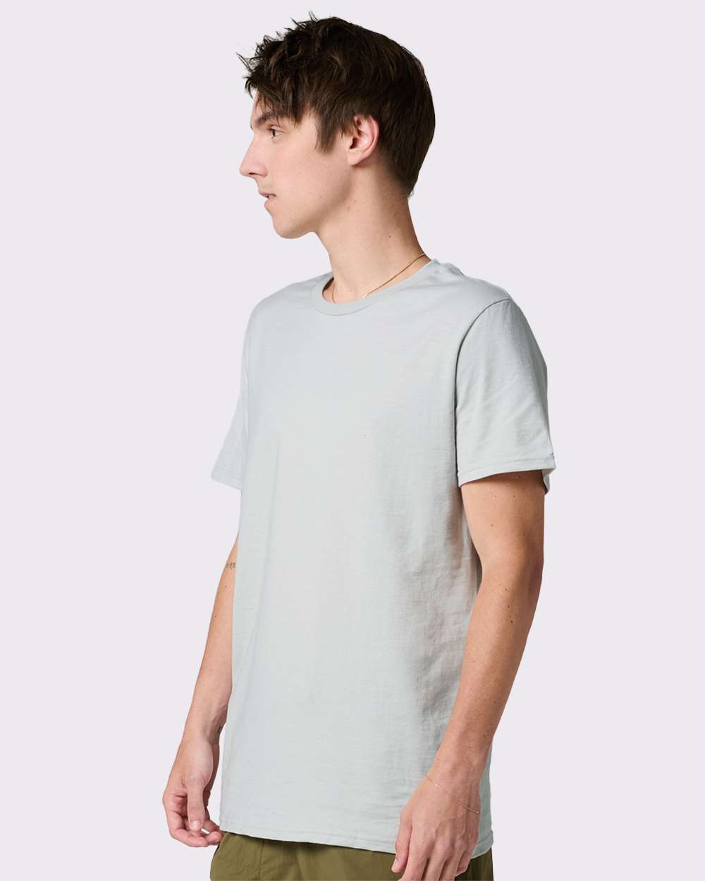 Premium Cotton T-Shirt - OnModelSide - B01335092 - Limestone