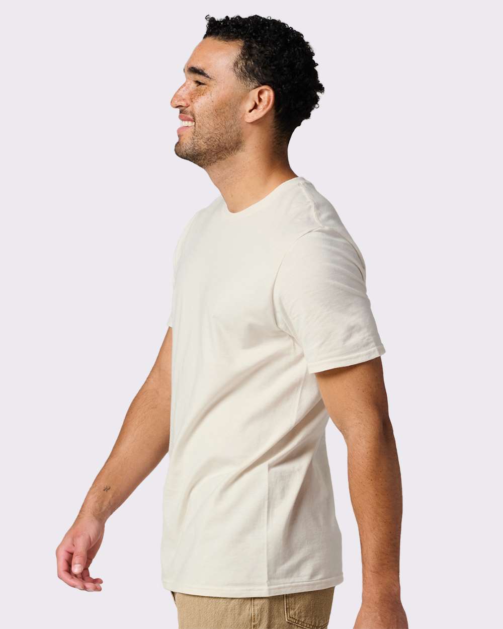 Premium Cotton T-Shirt - OnModelSide - B01335242 - Sweet Cream Heather