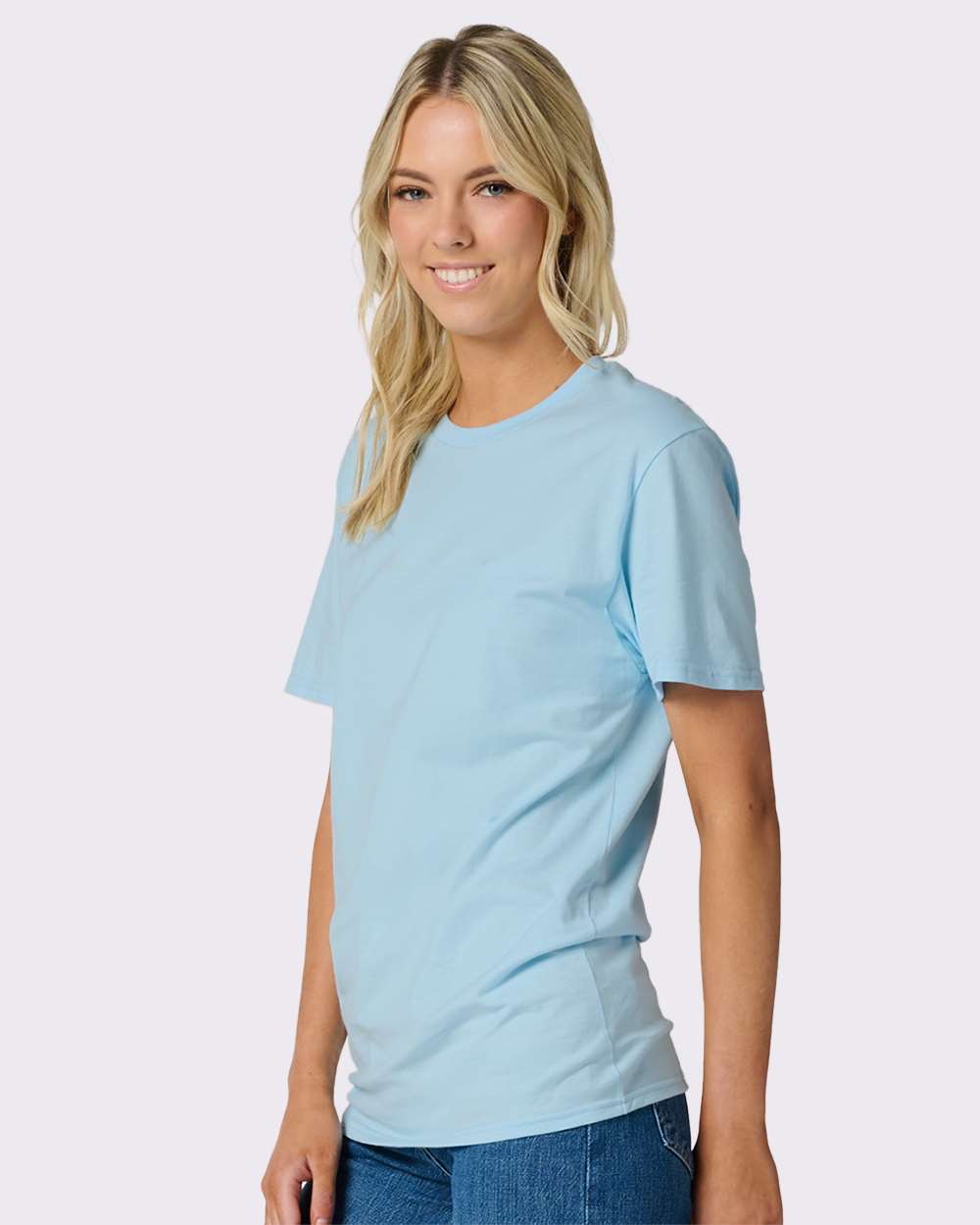 Premium Cotton T-Shirt - OnModelSide - B01335252 - Breezy Blue