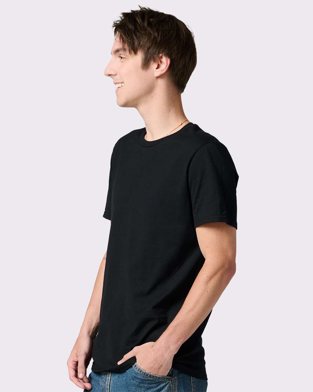 Premium Cotton T-Shirt - OnModelSide - B01335502 - Black Ink