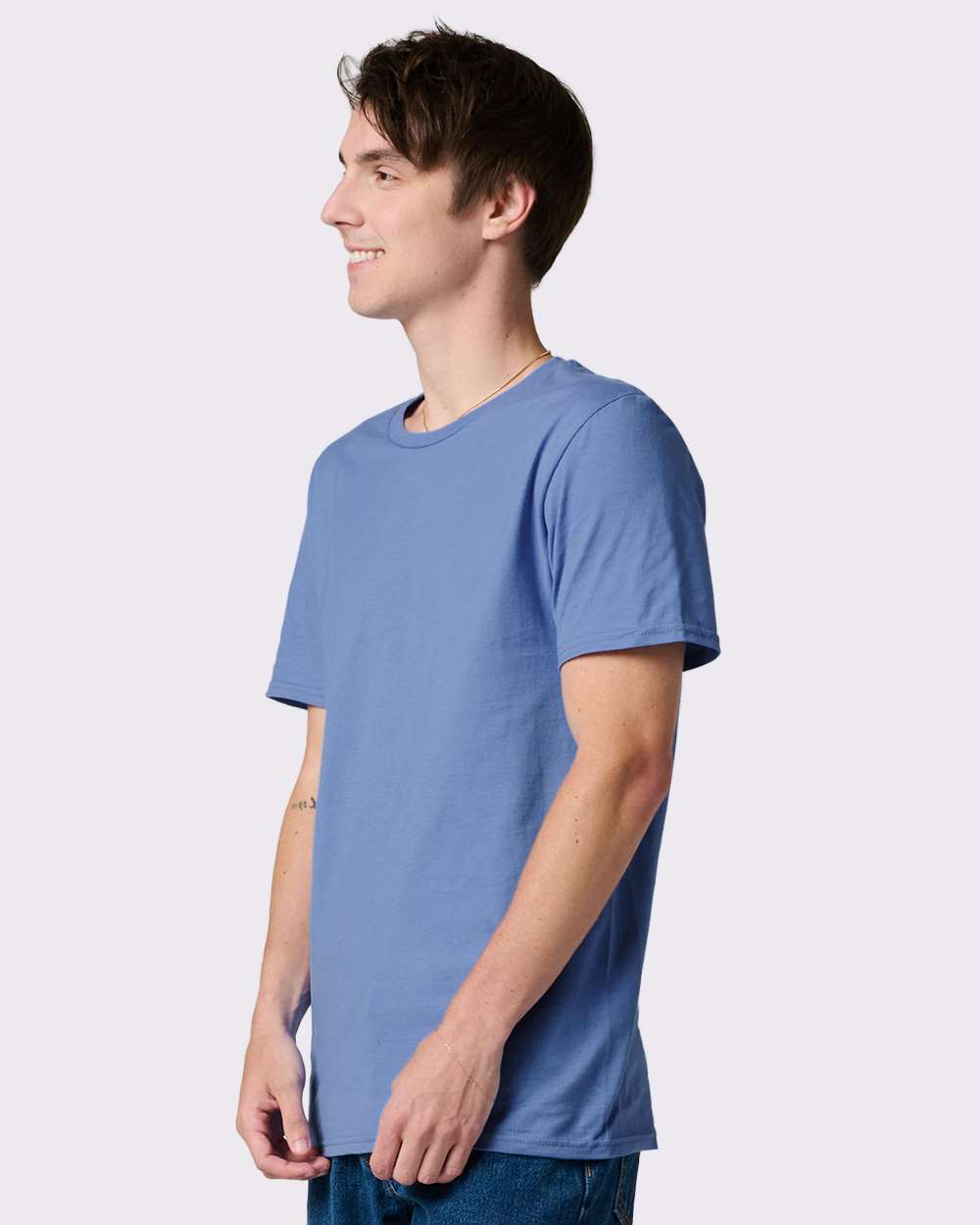 Premium Cotton T-Shirt - OnModelSide - B01335572 - Periwinkle Blue