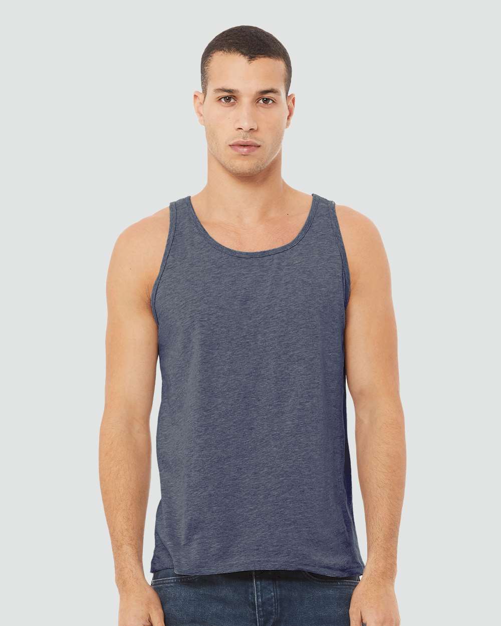 Unisex Heather CVC Tank - OnModelFront - B00006652 - Heather Navy