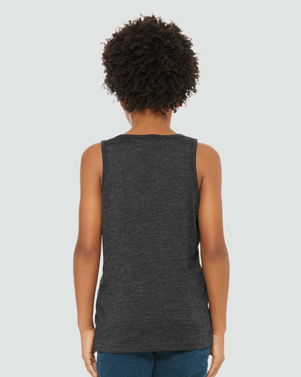 Youth Heather CVC Tank - OnModelBack - B04306093 - Dark Grey Heather
