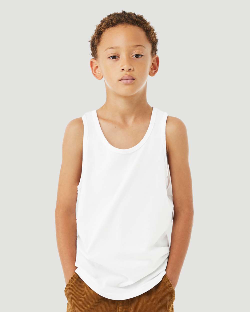 Youth Heather CVC Tank - OnModelFront - B04306013 - Solid White Blend