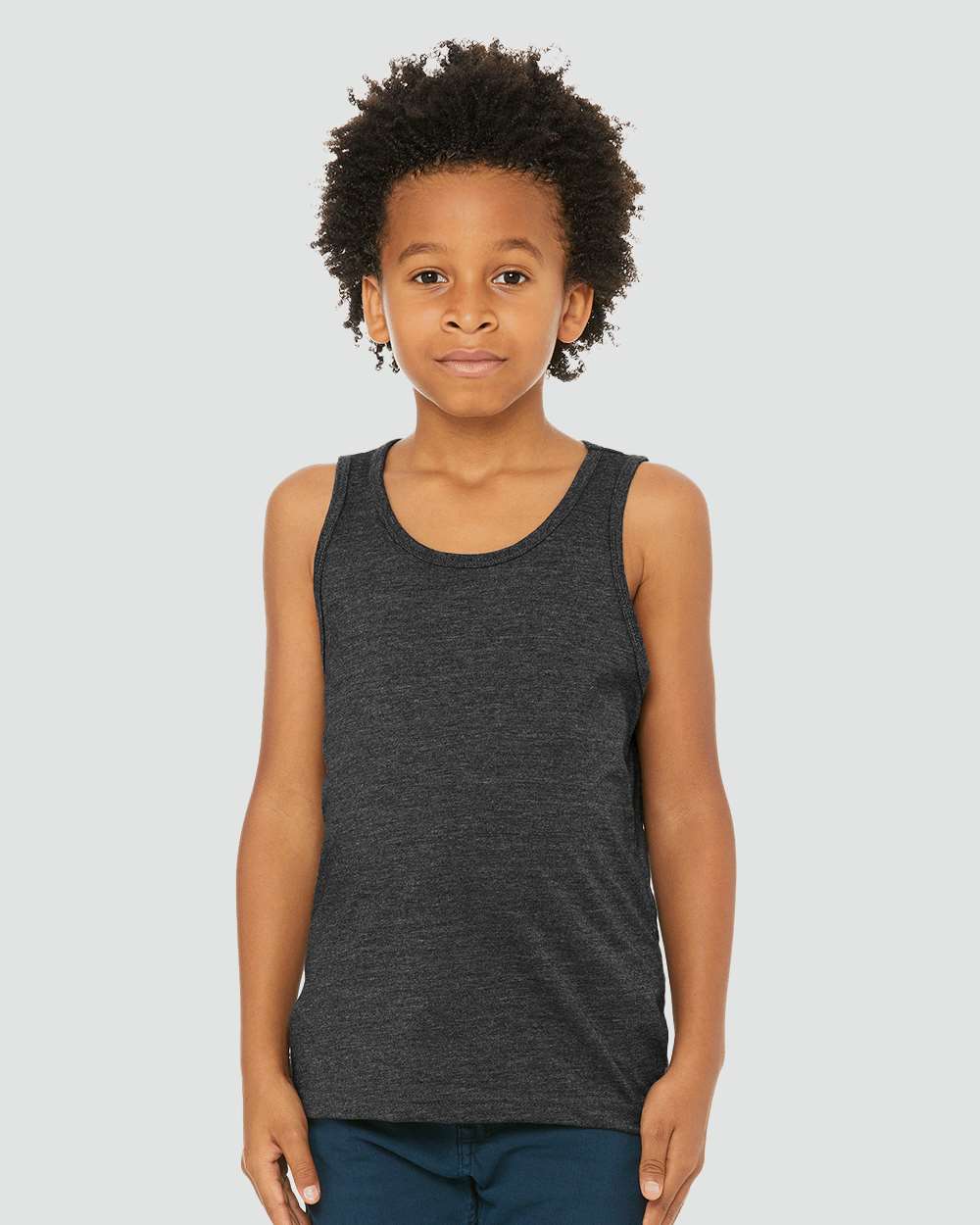 Youth Heather CVC Tank - OnModelFront - B04306093 - Dark Grey Heather