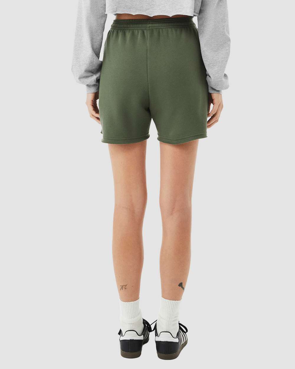 Women's Cutoff Fleece Shorts - OnModelBack - B04406063 - Military Green
