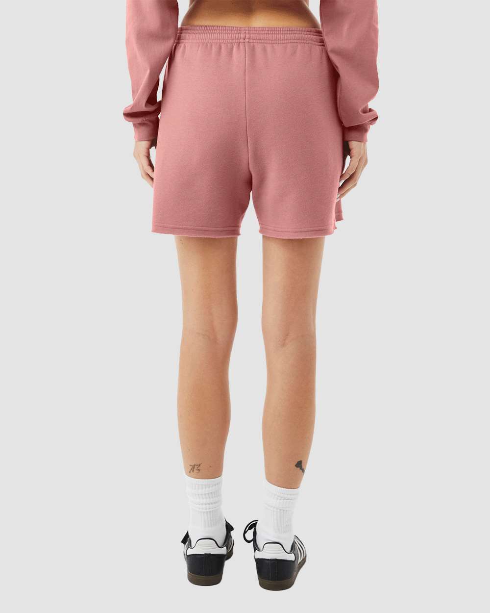 Women's Cutoff Fleece Shorts - OnModelBack - B04406273 - Mauve