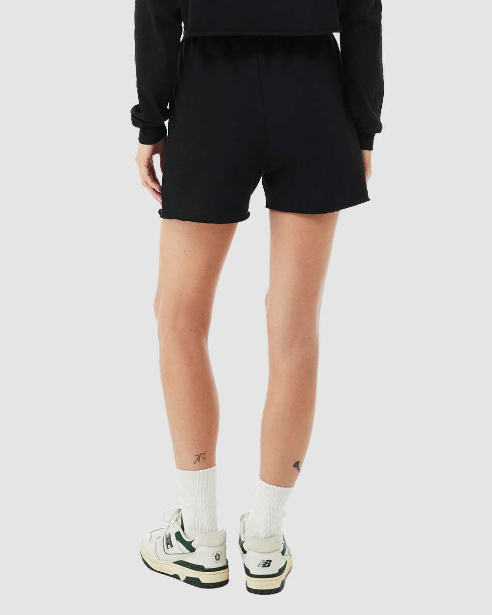 Women's Cutoff Fleece Shorts - OnModelBack - B04406503 - Black