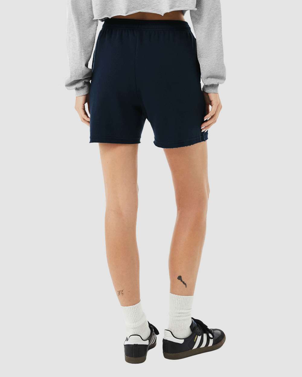 Women's Cutoff Fleece Shorts - OnModelBack - B04406653 - Navy