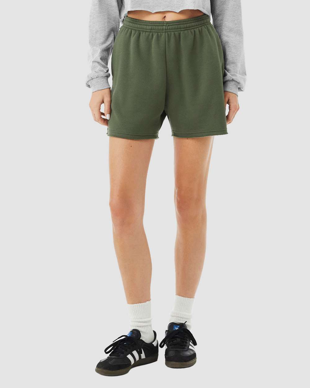 Women's Cutoff Fleece Shorts - OnModelFront - B04406063 - Military Green