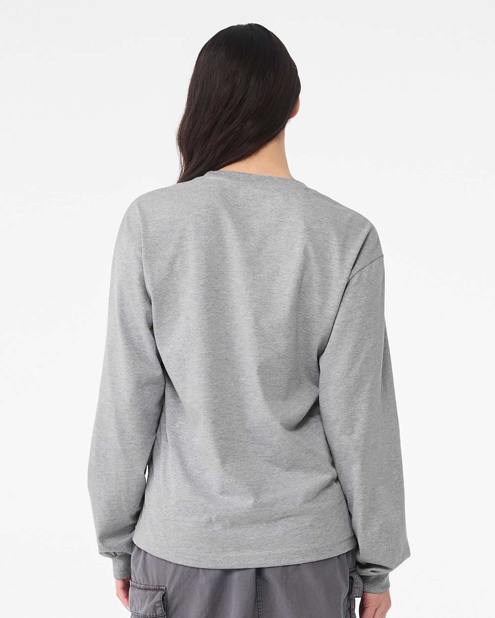 6 oz. Heavyweight Long Sleeve Tee - OnModelBack - B06206582 - Athletic Heather