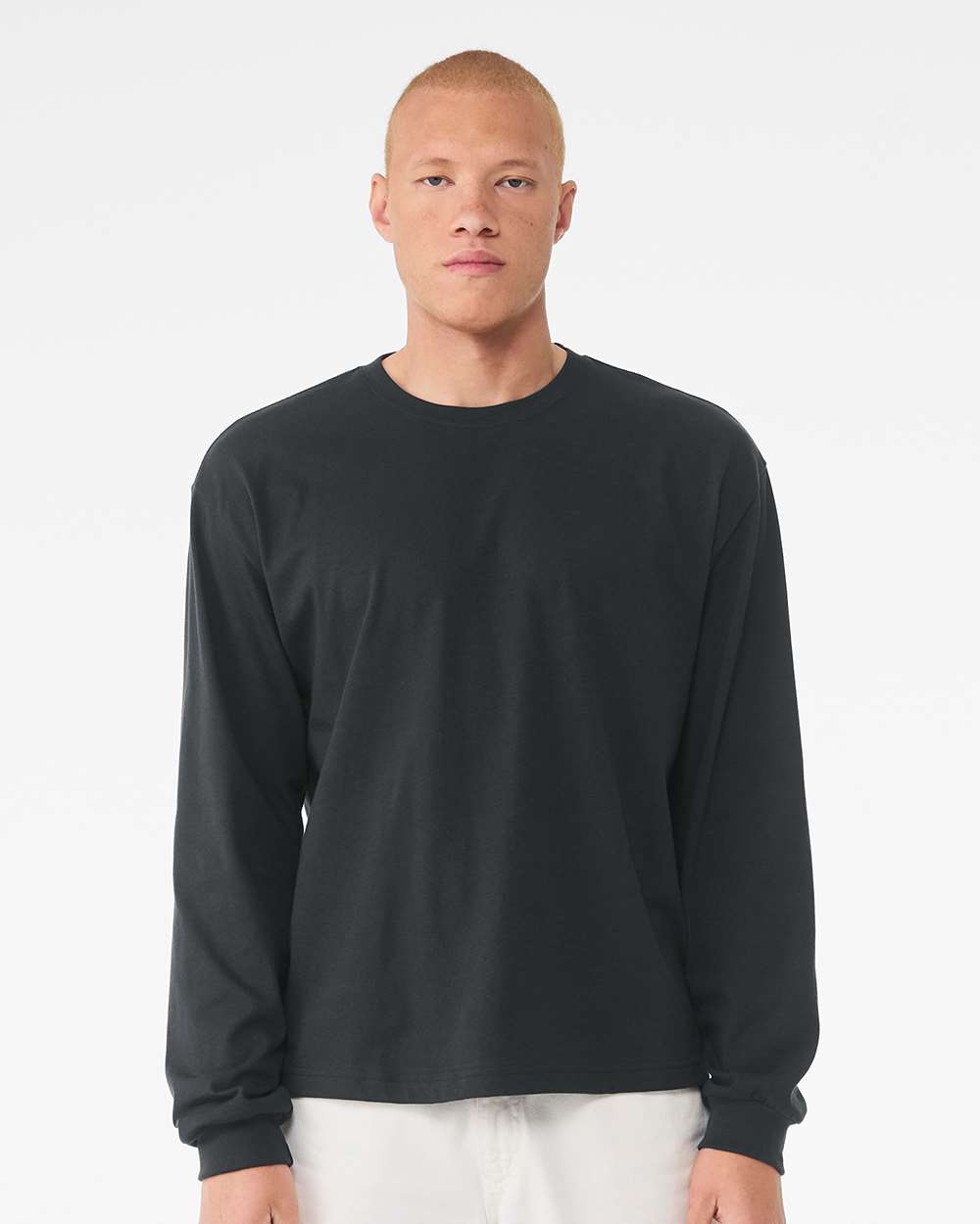6 oz. Heavyweight Long Sleeve Tee - OnModelFront - B06206202 - Dark Grey