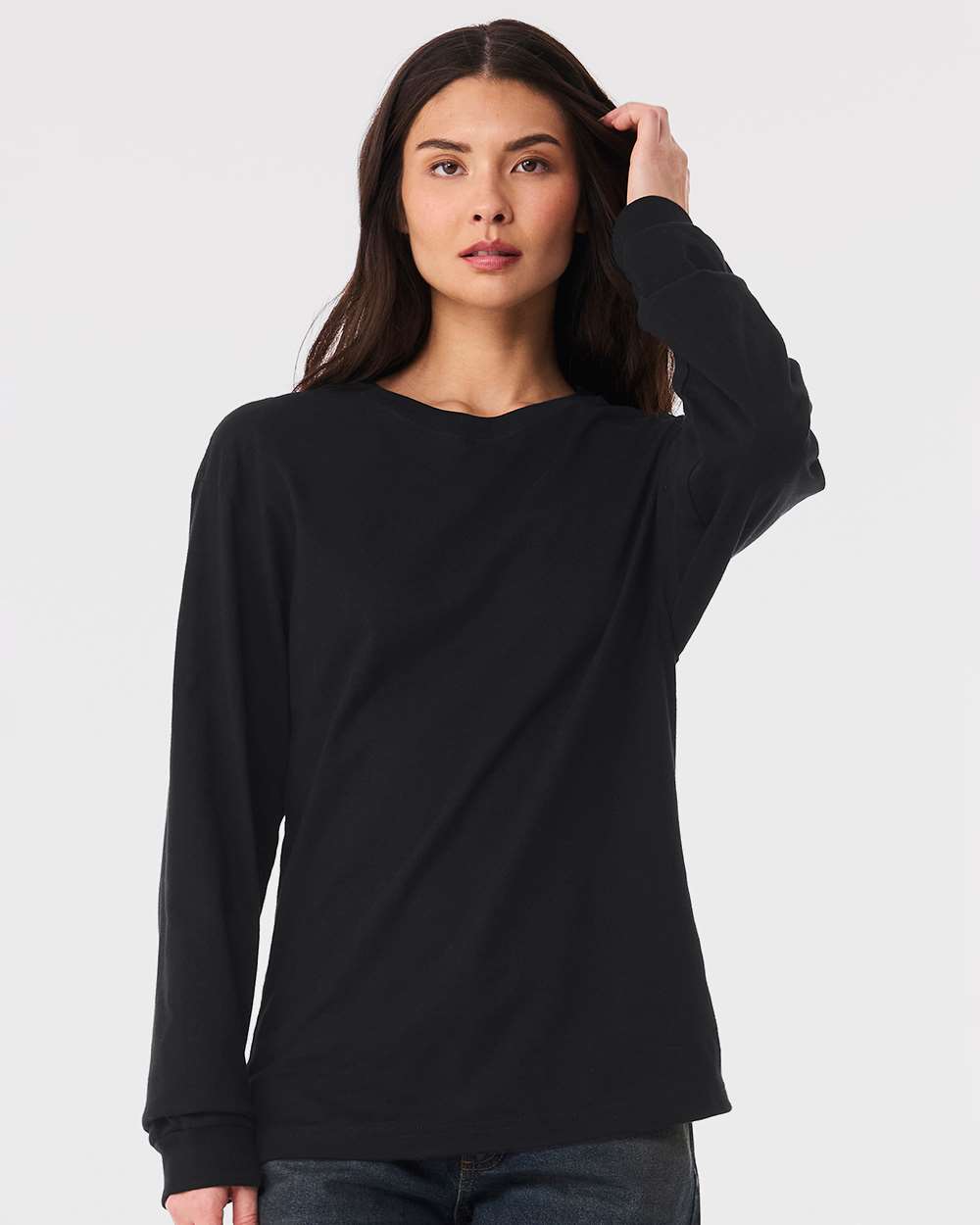 6 oz. Heavyweight Long Sleeve Tee - OnModelFront - B06206512 - Vintage Black