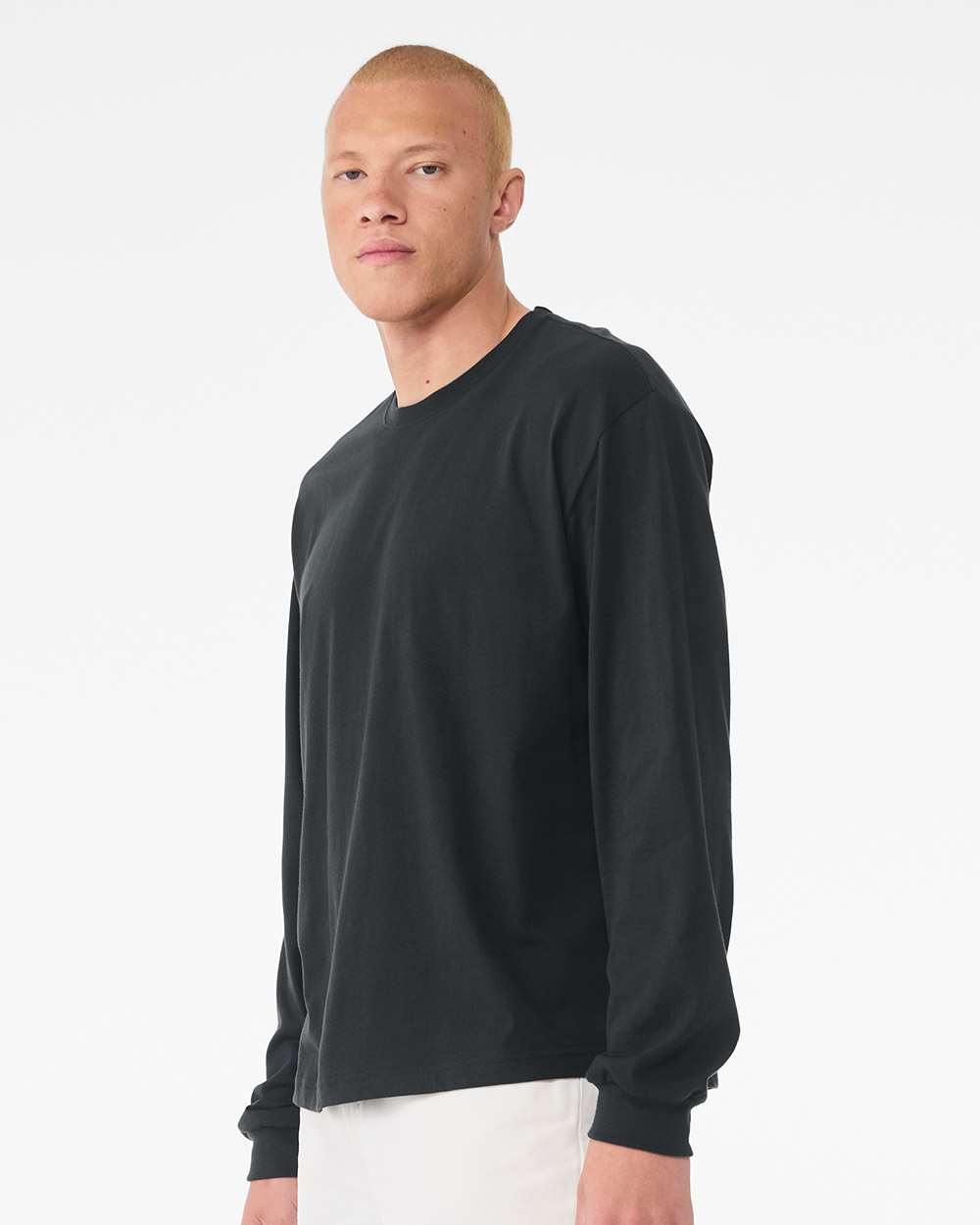 6 oz. Heavyweight Long Sleeve Tee - OnModelSide - B06206202 - Dark Grey
