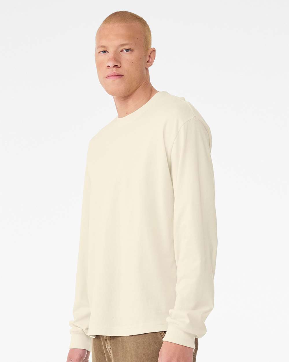 6 oz. Heavyweight Long Sleeve Tee - OnModelSide - B06206242 - Natural