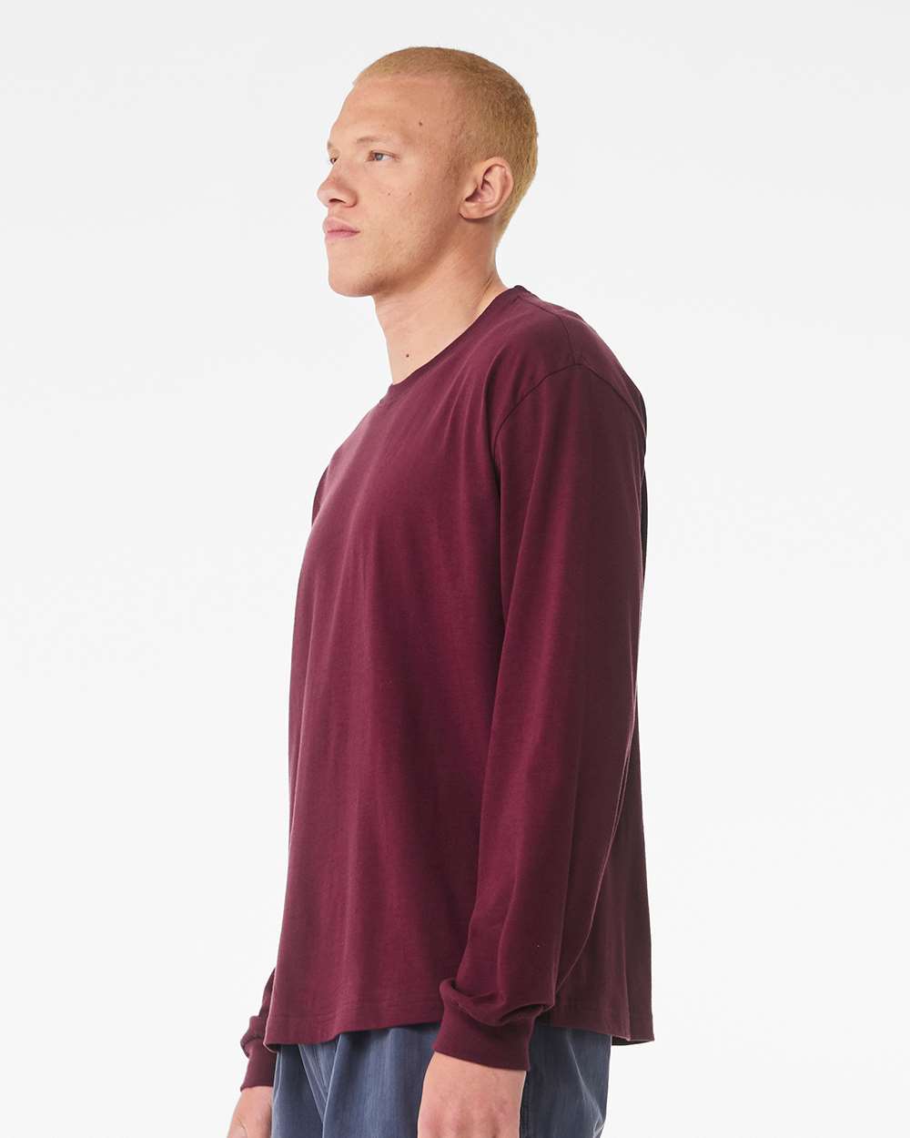 6 oz. Heavyweight Long Sleeve Tee - OnModelSide - B06206292 - Maroon