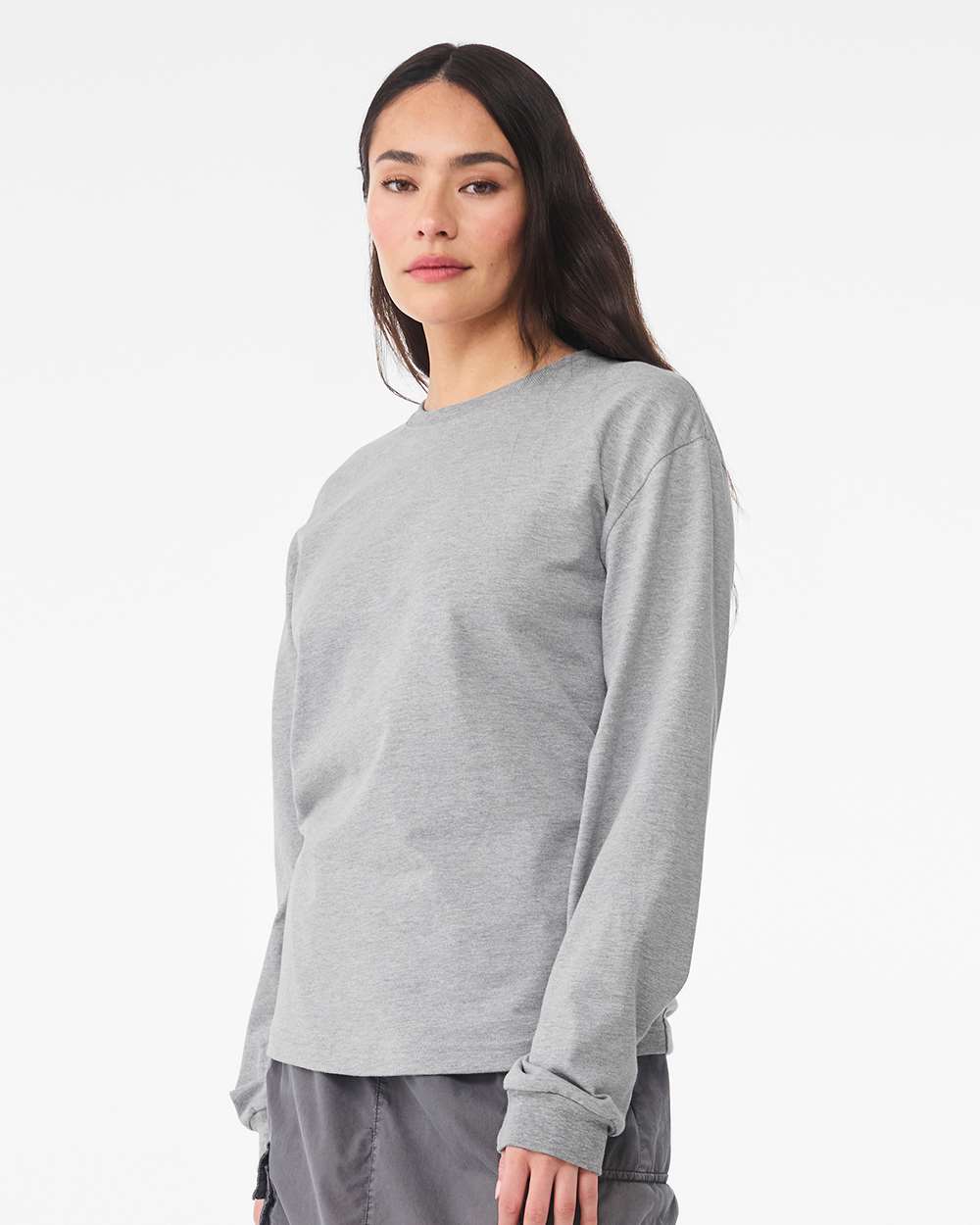 6 oz. Heavyweight Long Sleeve Tee - OnModelSide - B06206582 - Athletic Heather