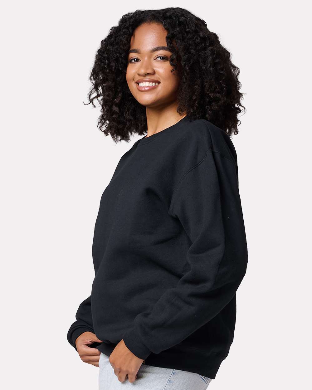 Unisex Rugged Crewneck Sweatshirt - OnModelSide - B01435503 - Black Ink