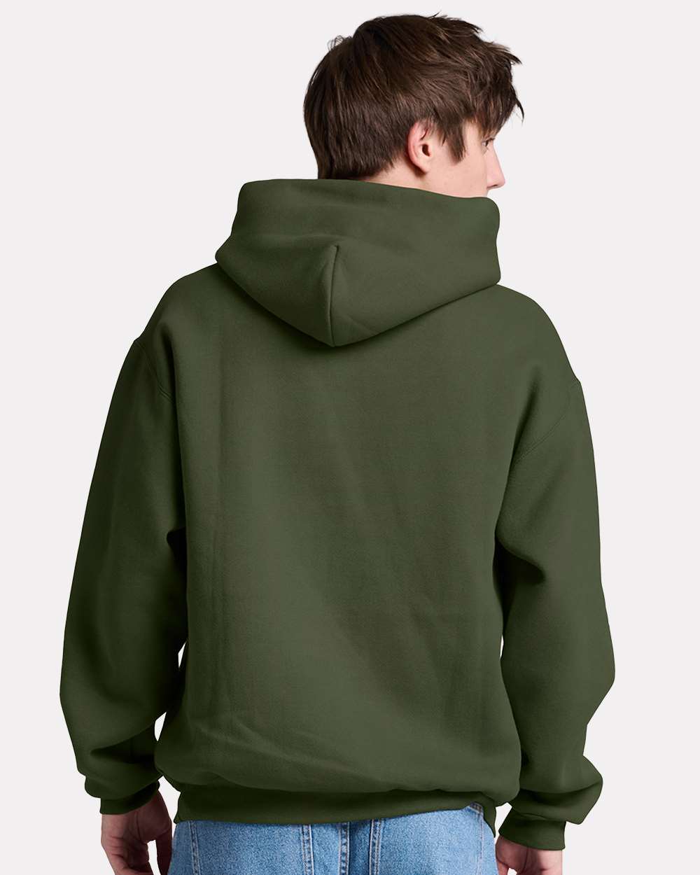 Unisex Rugged Hooded Sweatshirt - OnModelBack - B01535543 - Military Green
