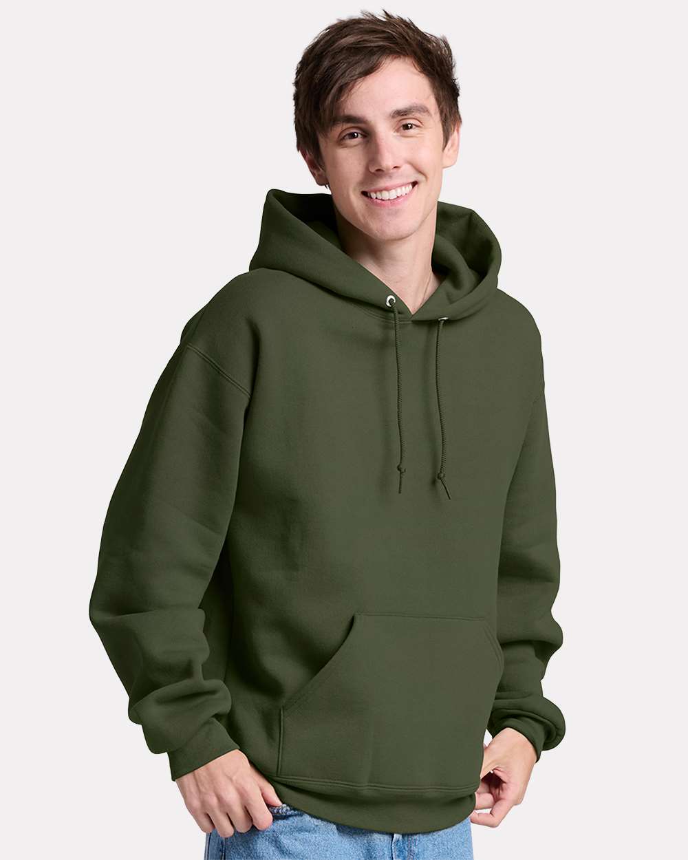 Unisex Rugged Hooded Sweatshirt - OnModelFront - B01535543 - Military Green