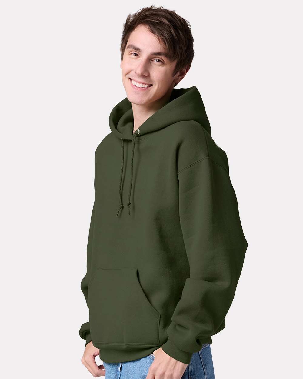 Unisex Rugged Hooded Sweatshirt - OnModelSide - B01535543 - Military Green