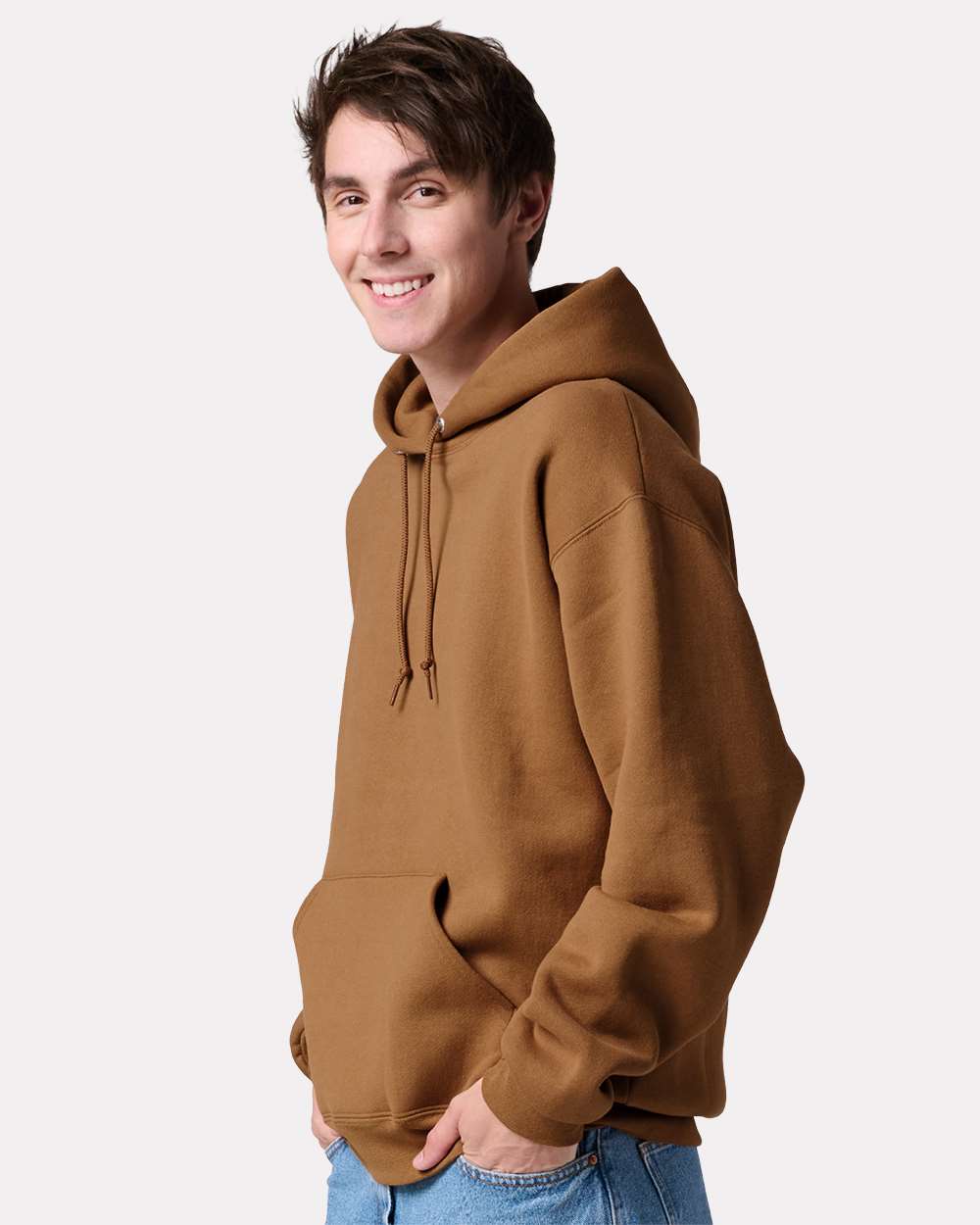 Unisex Rugged Hooded Sweatshirt - OnModelSide - B01535553 - Golden Pecan