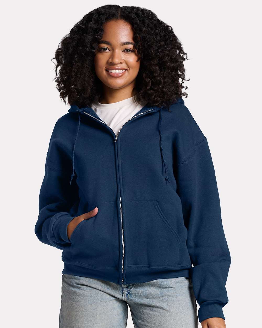 Unisex Rugged Full-Zip Hooded Sweatshirt - OnModelFront - B01635653 - Washed Navy