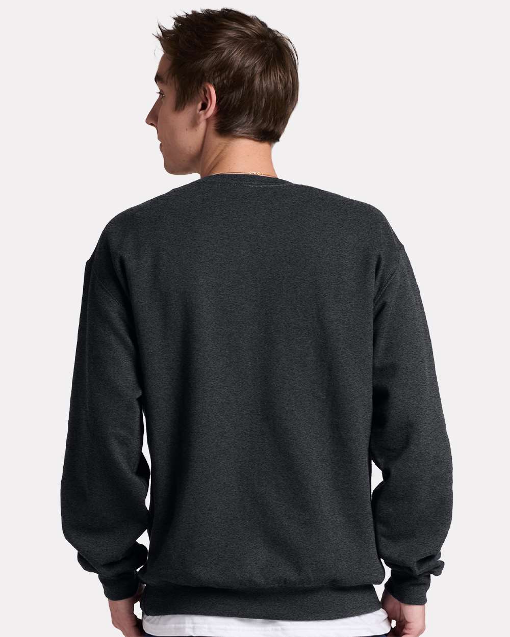 Unisex Ultimate CVC Crewneck Sweatshirt - OnModelBack - B01735103 - Black Ink Heather