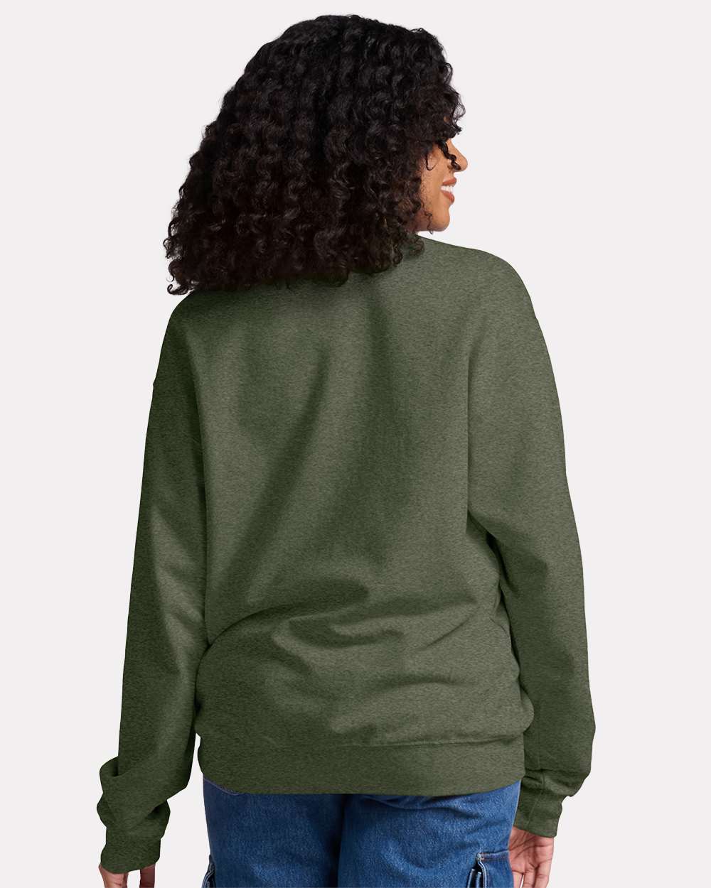 Unisex Ultimate CVC Crewneck Sweatshirt - OnModelBack - B01735543 - Military Green Heather