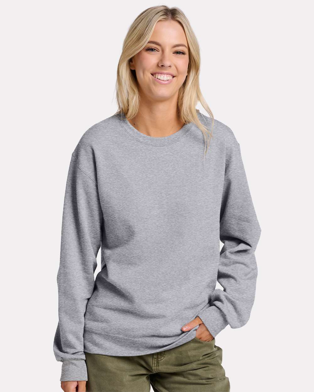 Unisex Ultimate CVC Crewneck Sweatshirt - OnModelFront - B01735583 - Athletic Heather
