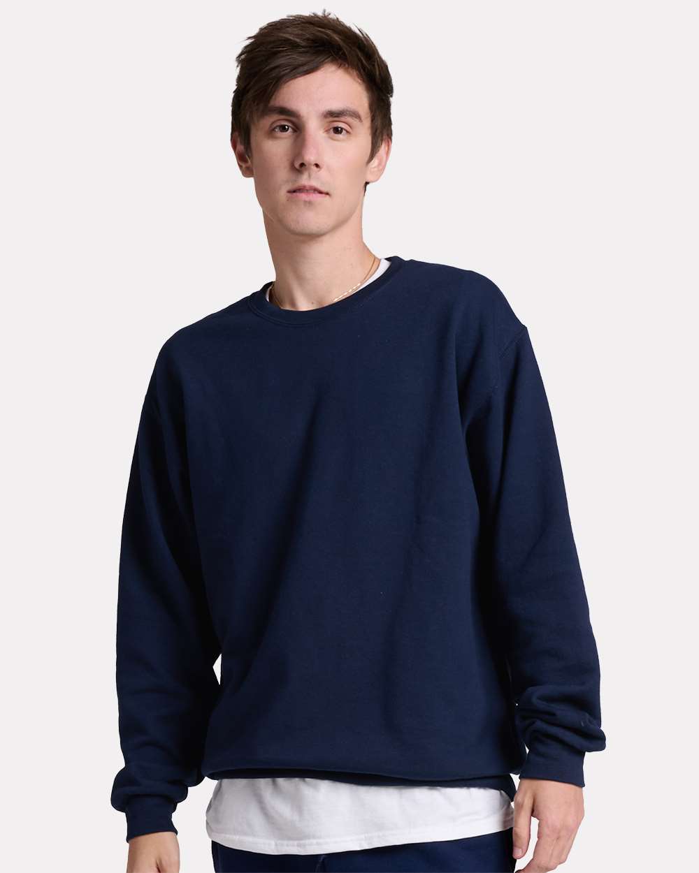 Unisex Ultimate CVC Crewneck Sweatshirt - OnModelFront - B01735653 - J. Navy