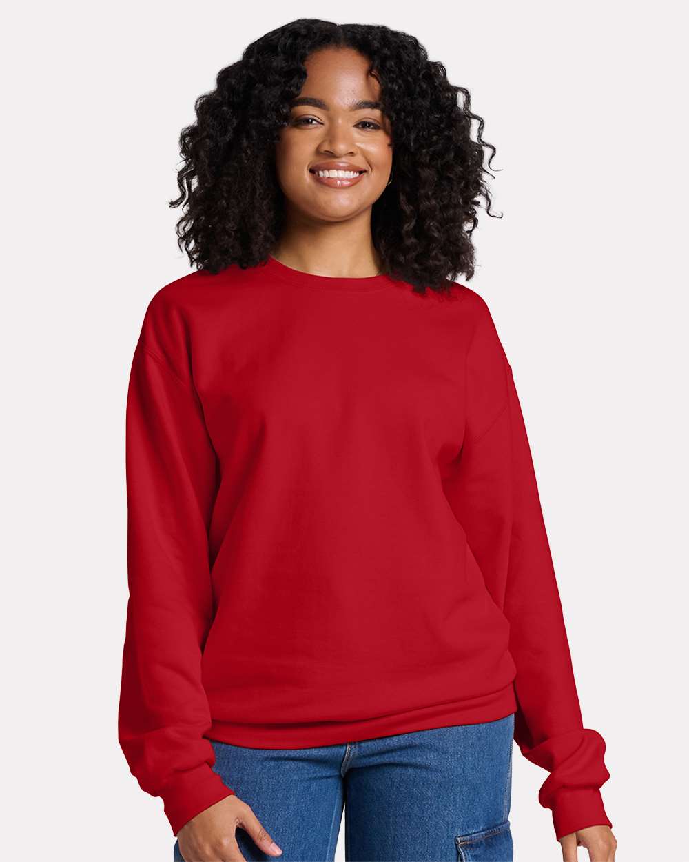 Unisex Ultimate CVC Crewneck Sweatshirt - OnModelFront - B01735703 - True Red