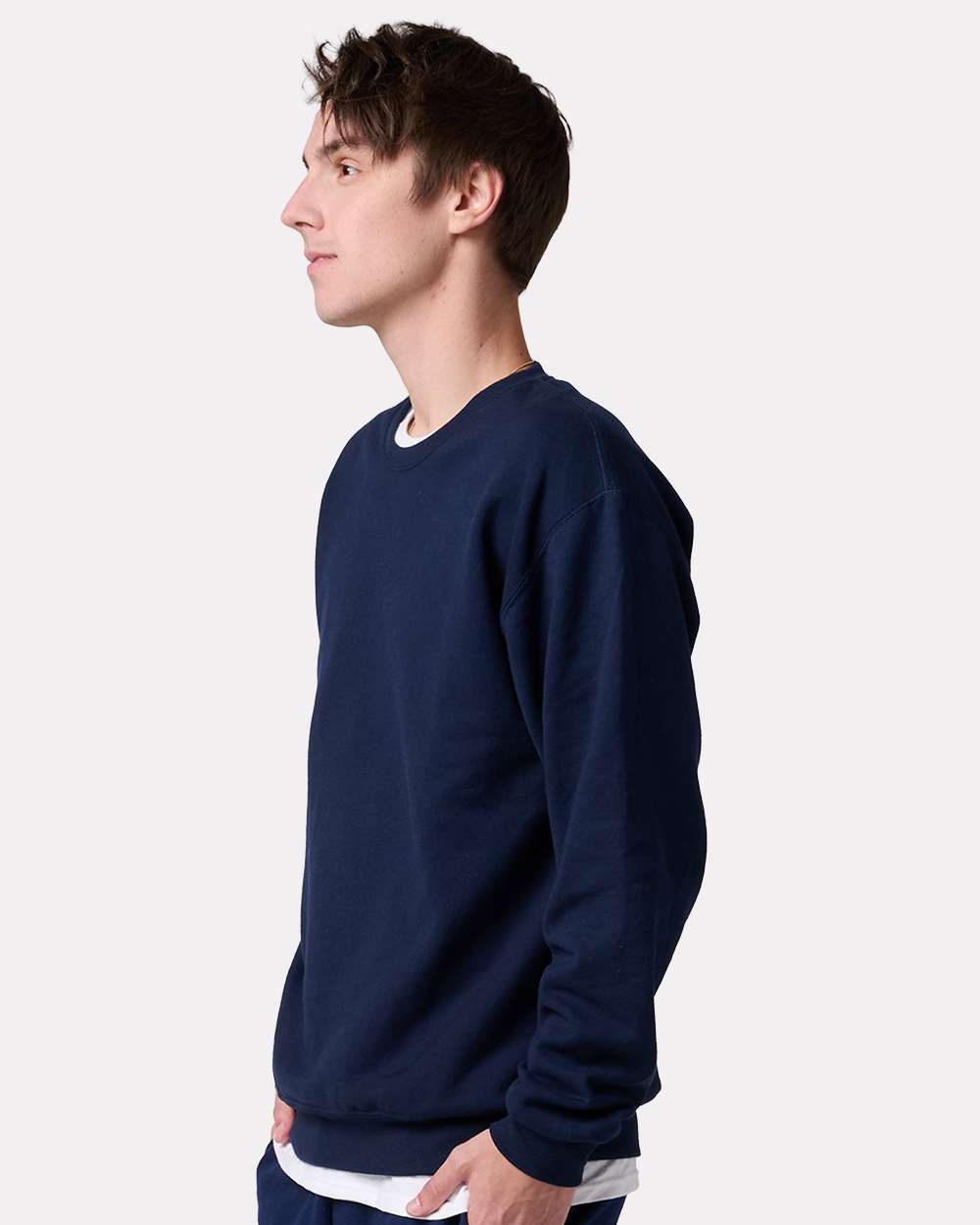 Unisex Ultimate CVC Crewneck Sweatshirt - OnModelSide - B01735653 - J. Navy