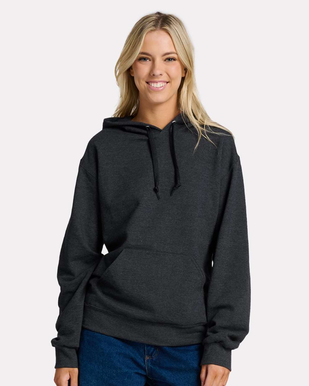 Unisex Ultimate CVC Hooded Sweatshirt - OnModelFront - B01835103 - Black Ink Heather